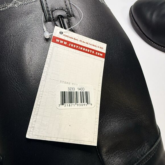 JUSTIN Black Leather Roper Toe Boots Mens 10.5 D Western Diamond and Scroll New main image 7